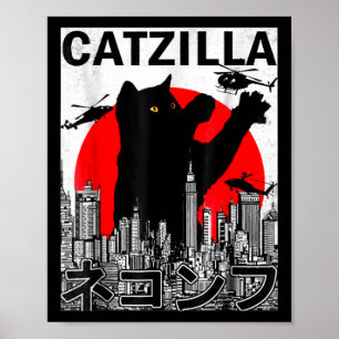 Catzilla Süße Kunst Japanische Katze Zeug Für Katz Poster