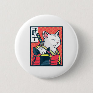 Catzilla Uralte japanische Katzenkunst Vintage-Nin Button