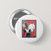 Catzilla Uralte japanische Katzenkunst Vintage-Nin Button (Vorne & Hinten)