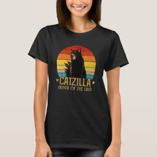Catzilla Vater seiner Katzen Retro Vintage Sonnenu T-Shirt