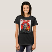 Catzilla Vintag Niedlich Cat Sunset Catzilla T-Shirt (Vorne ganz)