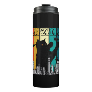 Catzilla Vintag Retro Funny Cat Kitten Halloween Thermosbecher