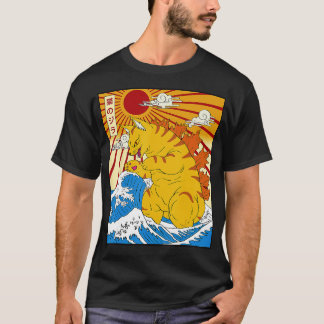Catzilla Vintage Lustig Süße Katzen Kunst Japanisc T-Shirt