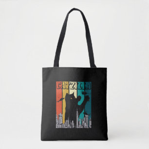 Catzilla Vintage Retro Lustige Katze Kätzchen Hall Tasche