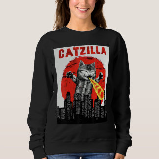 Catzilla Vintage Süße Katze Sonnenuntergang Catzil Sweatshirt