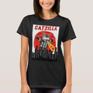 Catzilla Vintage Süße Katze Sonnenuntergang Catzil T-Shirt
