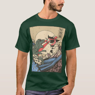 Catzilla vs Kaiju Vintag Funny Niedlich Cat Art Ja T-Shirt