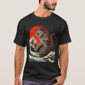 Catzilla vs The Great Wave Hokusai Japanese Kaiju T-Shirt