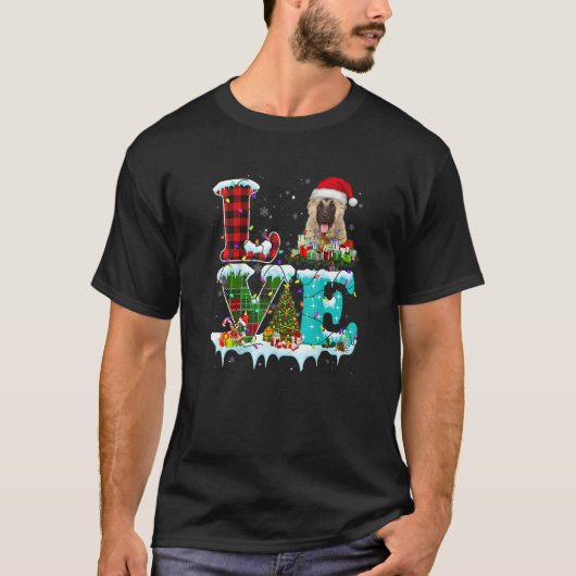 Caucasian Shepherd Christmas Tree Light Pajama Dog T-Shirt (Vorderseite)