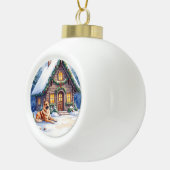 Caucasian Shepherd Dog Mountain Cabin Christmas Keramik Kugel-Ornament (Rechts)