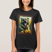 Caucasian Shepherd Painting Sunflower Flower Mom W T-Shirt (Vorderseite)