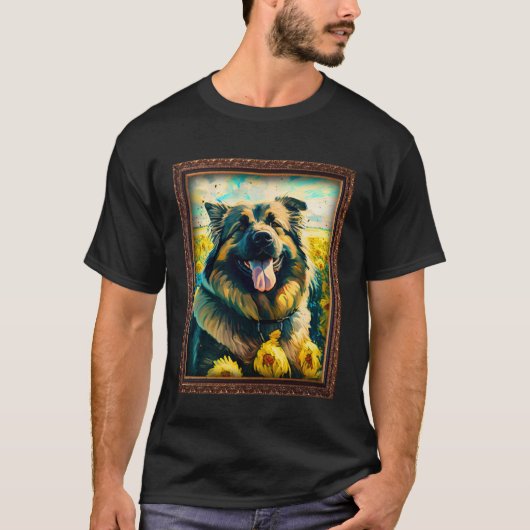 Caucasian Shepherd Painting Sunflower Flower Mom W T-Shirt (Vorderseite)