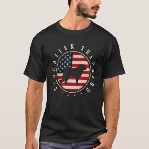 Caucasian Shepherd Usa Flag 4. Juli Mama Vater T-Shirt