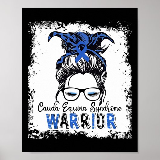 Cauda Equina Syndrom Warrior Blue Ribbon Awarenes Poster (Vorne)