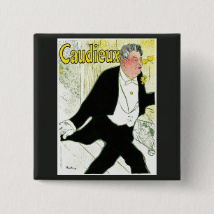Caudieux by Toulouse Lautrec, Vintage Art Nouveau, Button