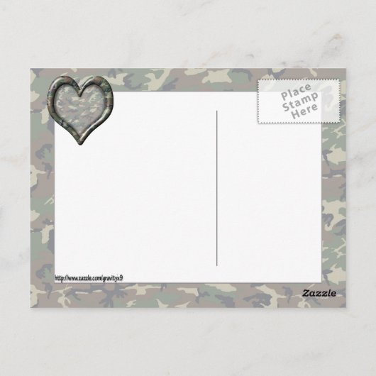 Cauflage Wald Herz auf Ca Postkarte (Rückseite)