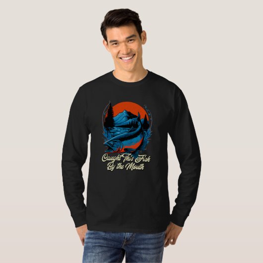 Caught This Fish By the Mouth Fishing Fisherman Hu T-Shirt (Vorne ganz)