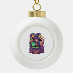 Cauldron Brews Pumpkin Boo's Sticker Keramik Kugel-Ornament