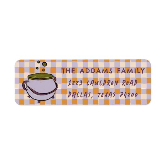 Cauldron Checkered Halloween Rücksendeadresse (Vorne)