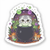 Cauldron Fold - Niedliche schottische Fold Hexe Ha Aufkleber (Vorderseite)