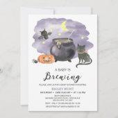 Cauldron Halloween Baby Braut Babydusche Einladung (Vorderseite)