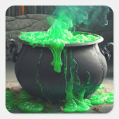 Cauldron Halloween Quadratischer Aufkleber (Vorderseite)