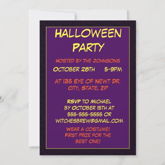 Cauldron Party Einladung (Rückseite)