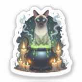 Cauldron Siamese - Magische siamesische Katze Aufkleber (Vorderseite)