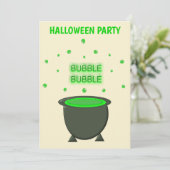 Cauldron und Bubbling Green Brew Halloween Custom Einladung (Stehend Vorderseite)
