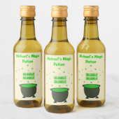 Cauldron und Bubbling Green Brew Halloween Custom Weinetikett (Flaschen)