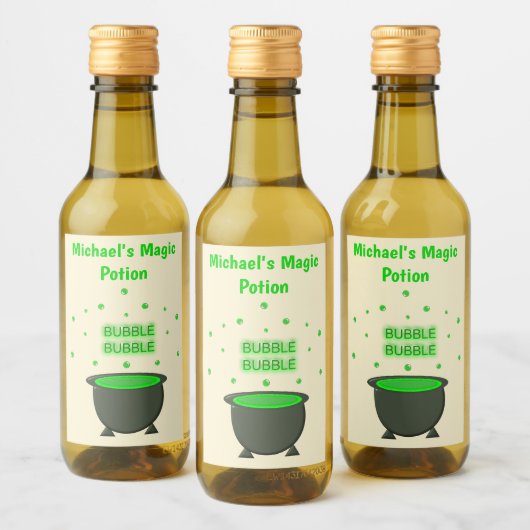 Cauldron und Bubbling Green Brew Halloween Custom Weinetikett (Flaschen)