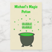Cauldron und Bubbling Green Brew Halloween Custom Weinetikett (Einzelnes Label)