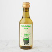 Cauldron und Bubbling Green Brew Halloween Custom Weinetikett (Vorderseite)