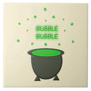 Cauldron und Bubbling Green Brew Halloween Fliese