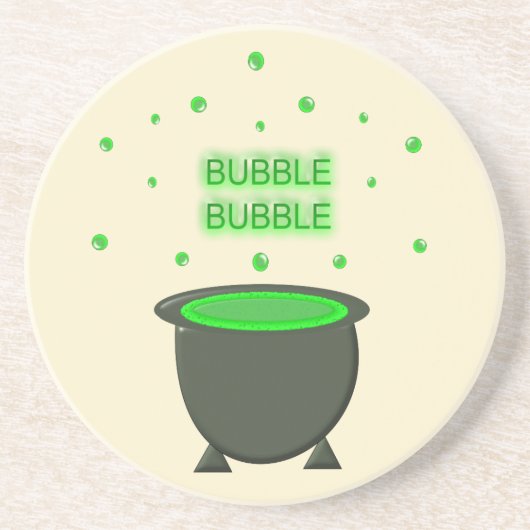 Cauldron und Bubbling Green Brew Halloween Getränkeuntersetzer (Vorne)