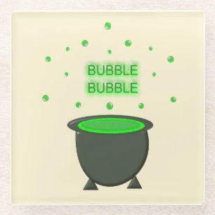 Cauldron und Bubbling Green Brew Halloween Glasuntersetzer