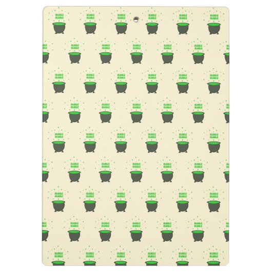 Cauldron und Bubbling Green Brew Halloween Klemmbrett (Rückseite)