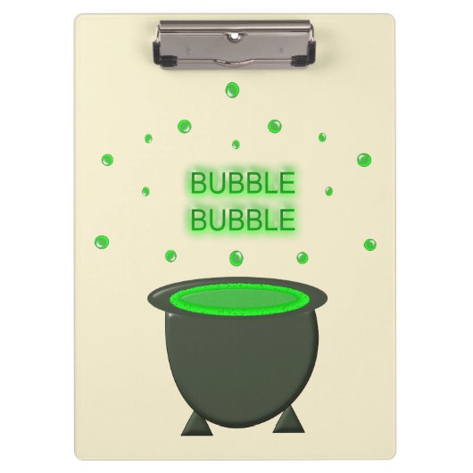 Cauldron und Bubbling Green Brew Halloween Klemmbrett (Vorderseite)