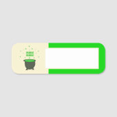 Cauldron und Bubbling Green Brew Halloween Namensschild (Vorderseite)