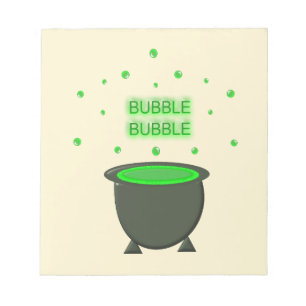 Cauldron und Bubbling Green Brew Halloween Notizblock