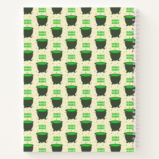 Cauldron und Bubbling Green Brew Halloween Notizblock (Rückseite)