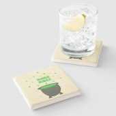 Cauldron und Bubbling Green Brew Halloween Steinuntersetzer (Seitenansicht)