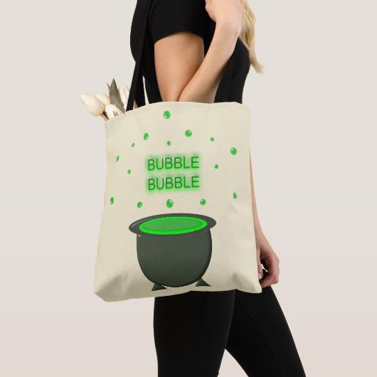 Cauldron und Bubbling Green Brew Halloween Tasche (Von Nahem)