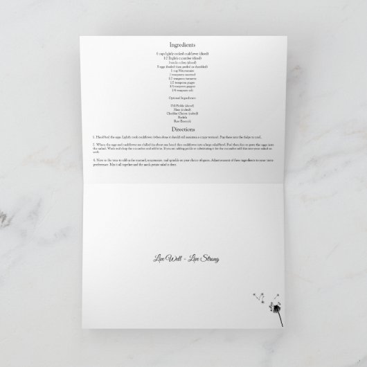 Cauliflower Low Carb Mock Potato Salad Karte (Innenseite)