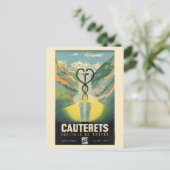 Cauterets France Vintage Poster Postkarte (Stehend Vorderseite)