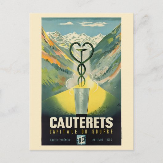 Cauterets France Vintage Poster Postkarte (Vorderseite)