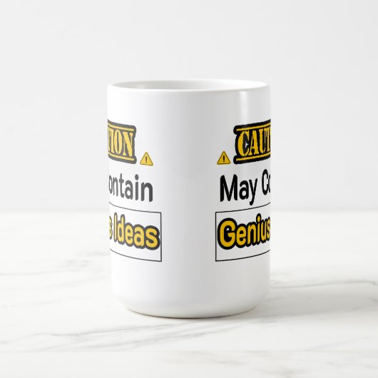 Cautiion Genius Ideas Funny Office Geschenk Kaffeetasse (Mittel)