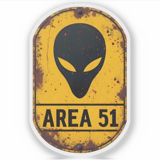 Caution Alien Zone – AREA 51 Sci-Fi Wall Art  Aufkleber (Vorderseite)