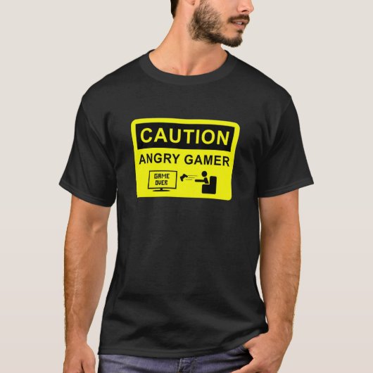 Caution Angry Gamer T-Shirt (Vorderseite)