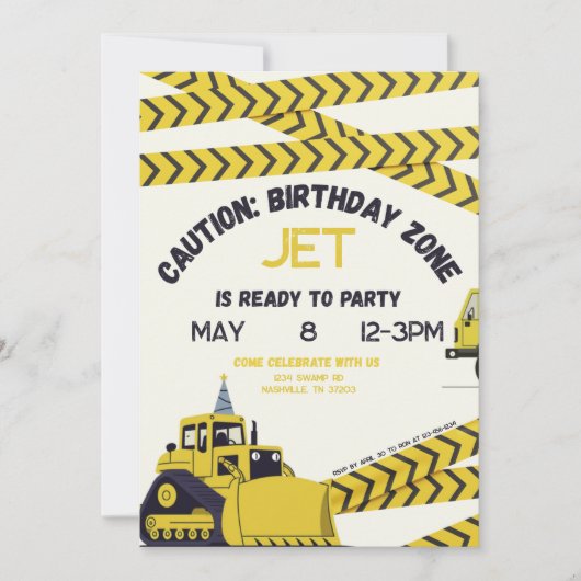 Caution: Birthday Zone Invitation Einladung (Vorderseite)